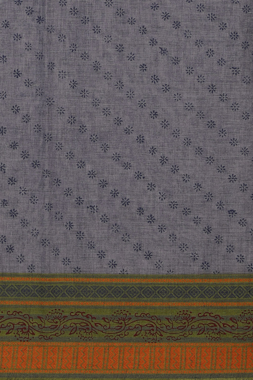 Hand block printed cotton saree