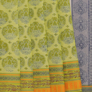 Hand block printed cotton saree