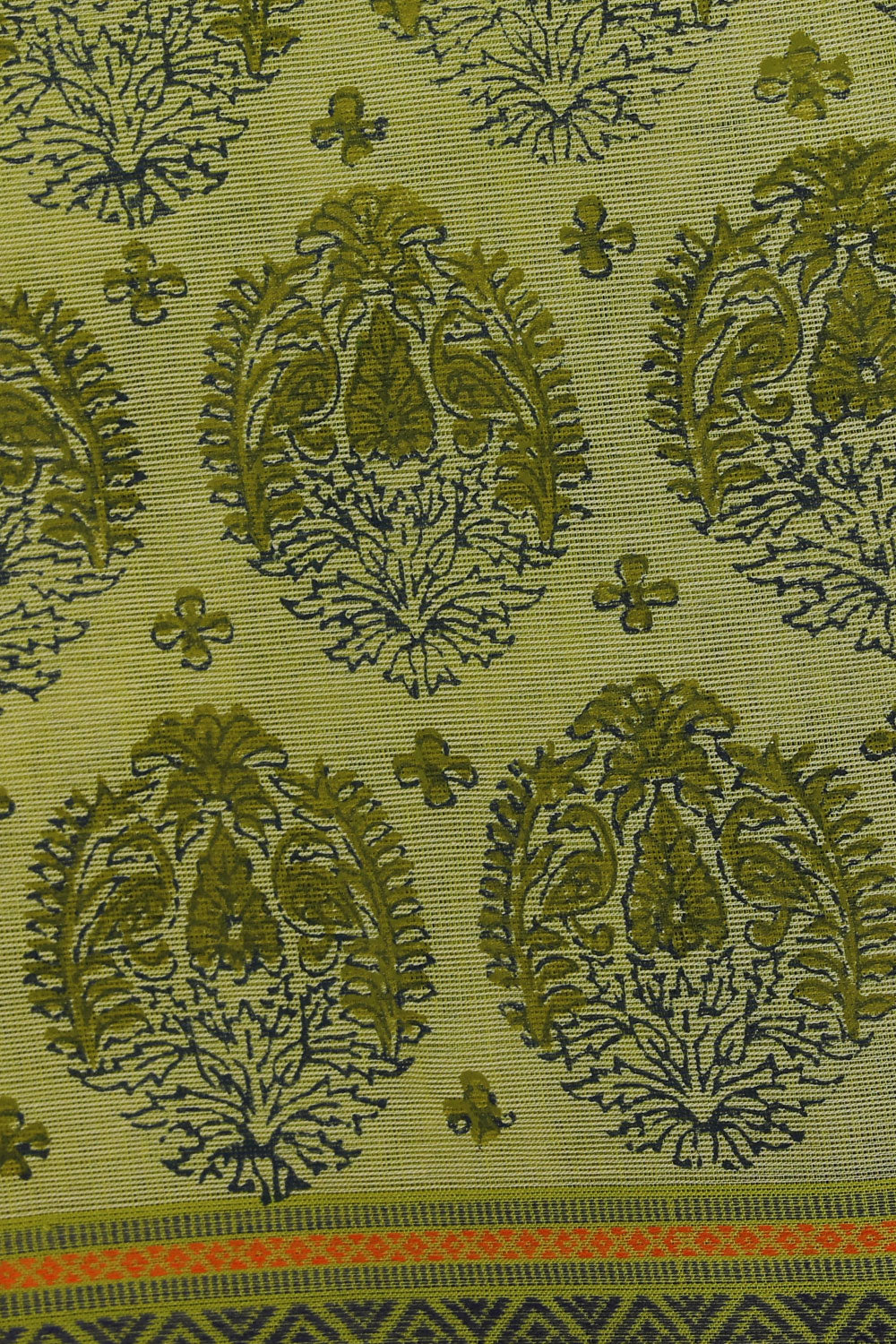 Hand block printed cotton saree
