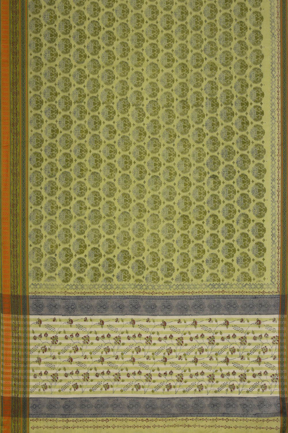 Hand block printed cotton saree