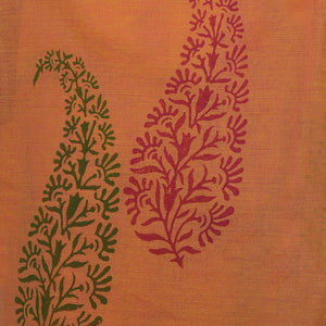 Hand block printed cotton saree