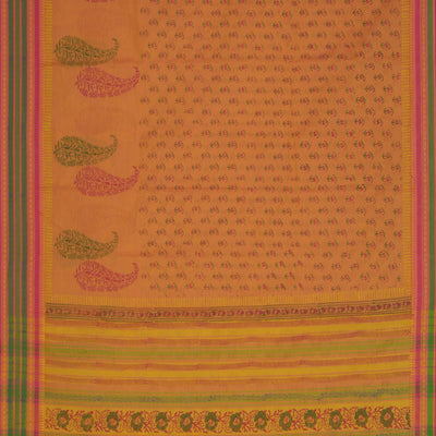 Hand block printed cotton saree