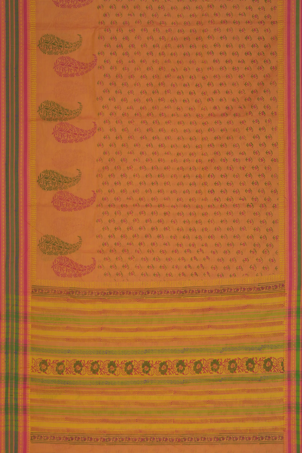 Hand block printed cotton saree