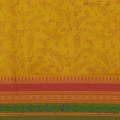 Hand block printed cotton saree