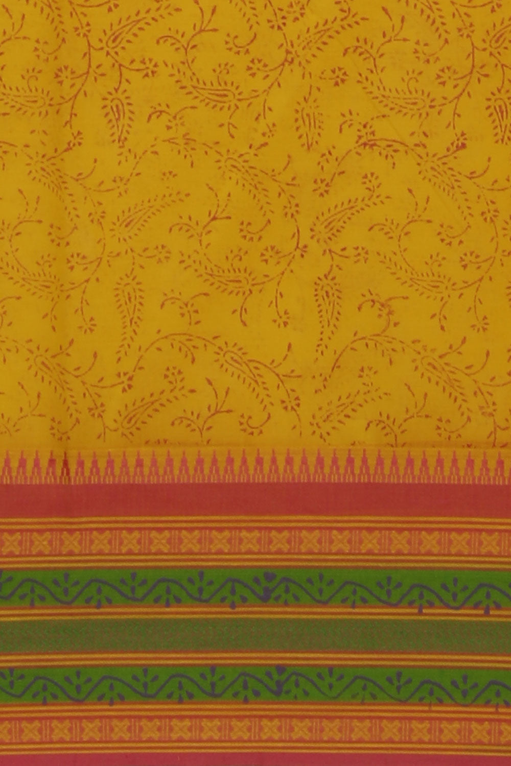 Hand block printed cotton saree