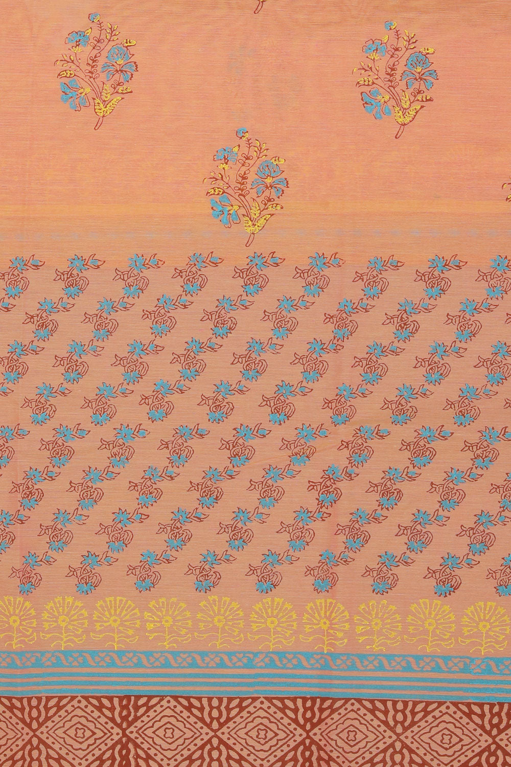 Hand block printed cotton saree