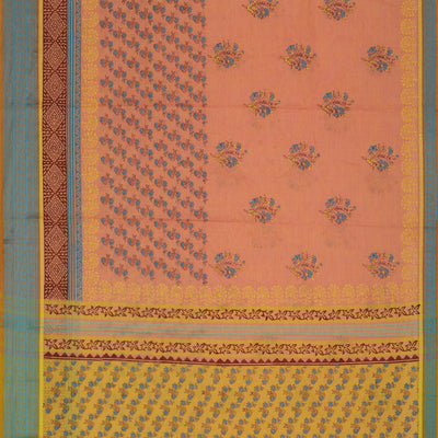 Hand block printed cotton saree