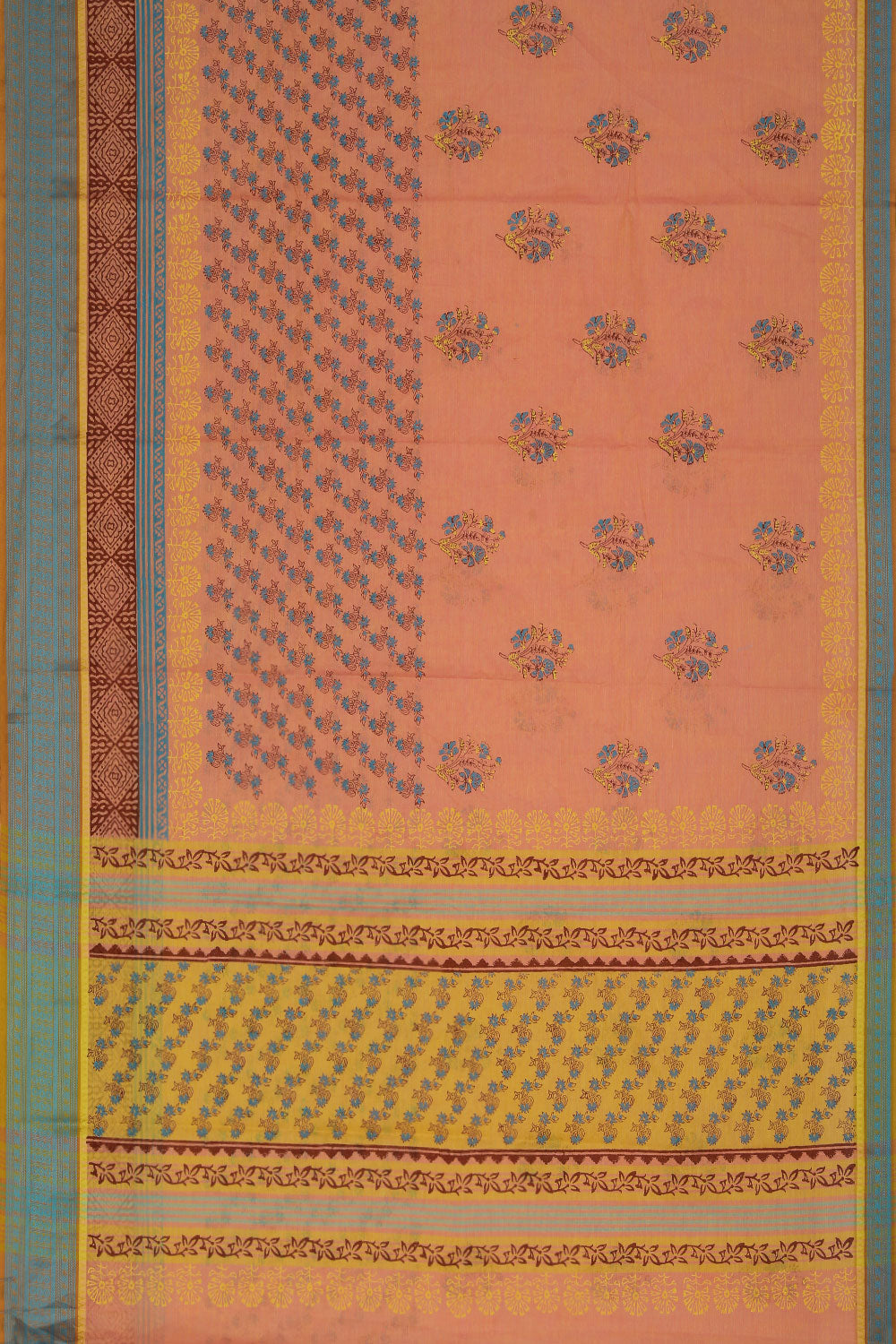 Hand block printed cotton saree
