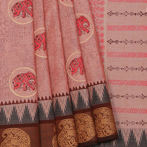 Hand block printed cotton saree
