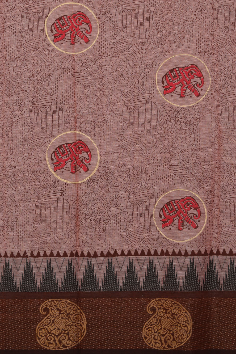 Hand block printed cotton saree