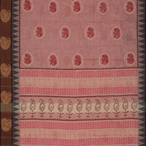 Hand block printed cotton saree