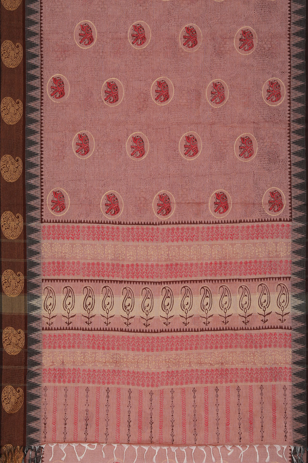 Hand block printed cotton saree