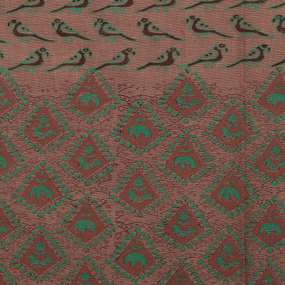 Hand block printed cotton saree