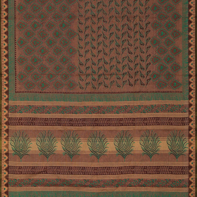 Hand block printed cotton saree
