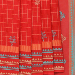 Hand block printed cotton saree