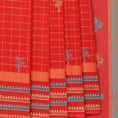 Hand block printed cotton saree