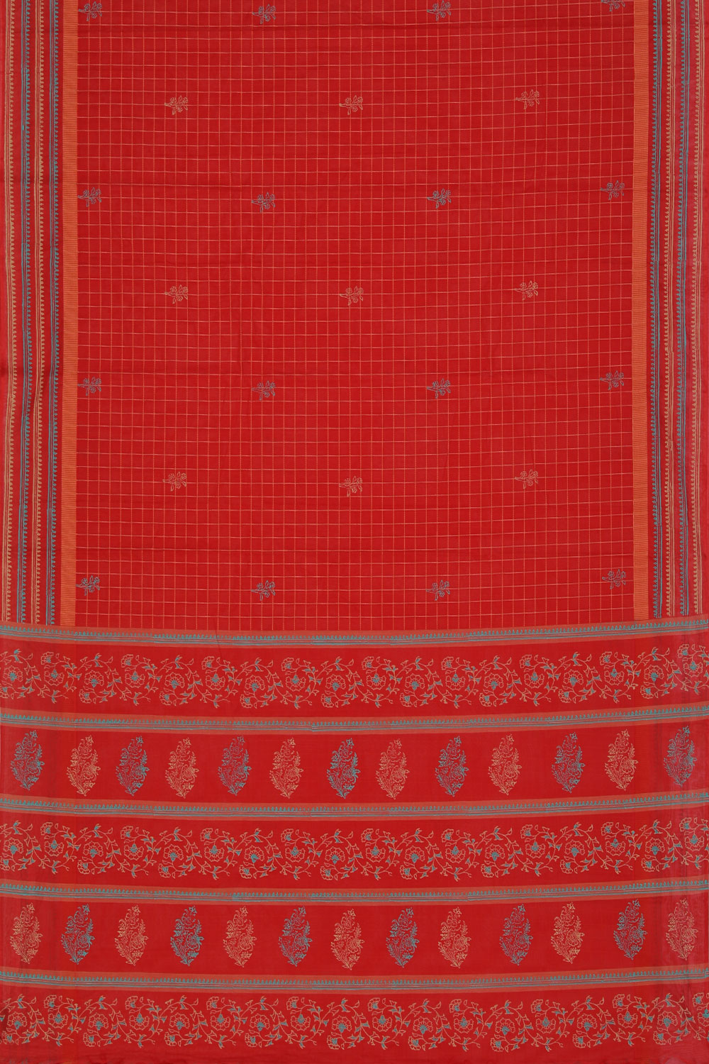 Hand block printed cotton saree
