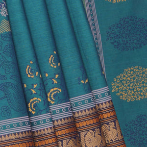 Hand block printed cotton saree