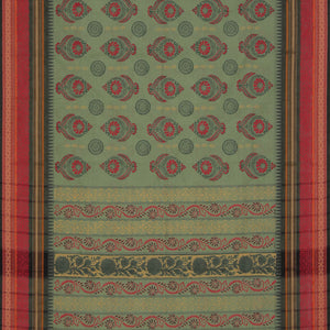 Hand block printed cotton saree