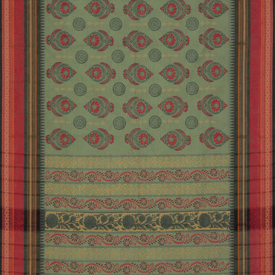 Hand block printed cotton saree