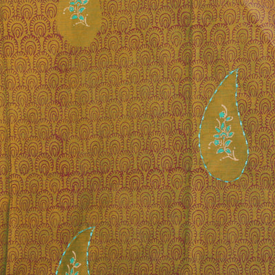 Hand block printed cotton saree