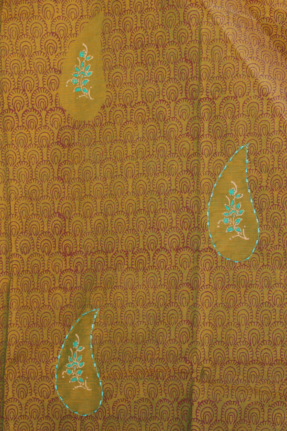 Hand block printed cotton saree