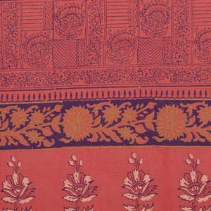 Hand block printed cotton saree
