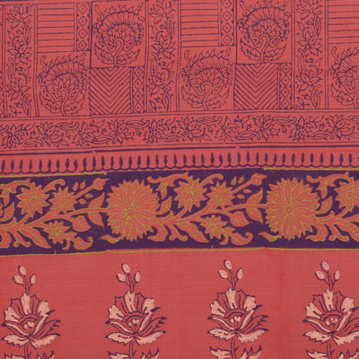 Hand block printed cotton saree