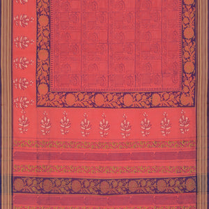 Hand block printed cotton saree
