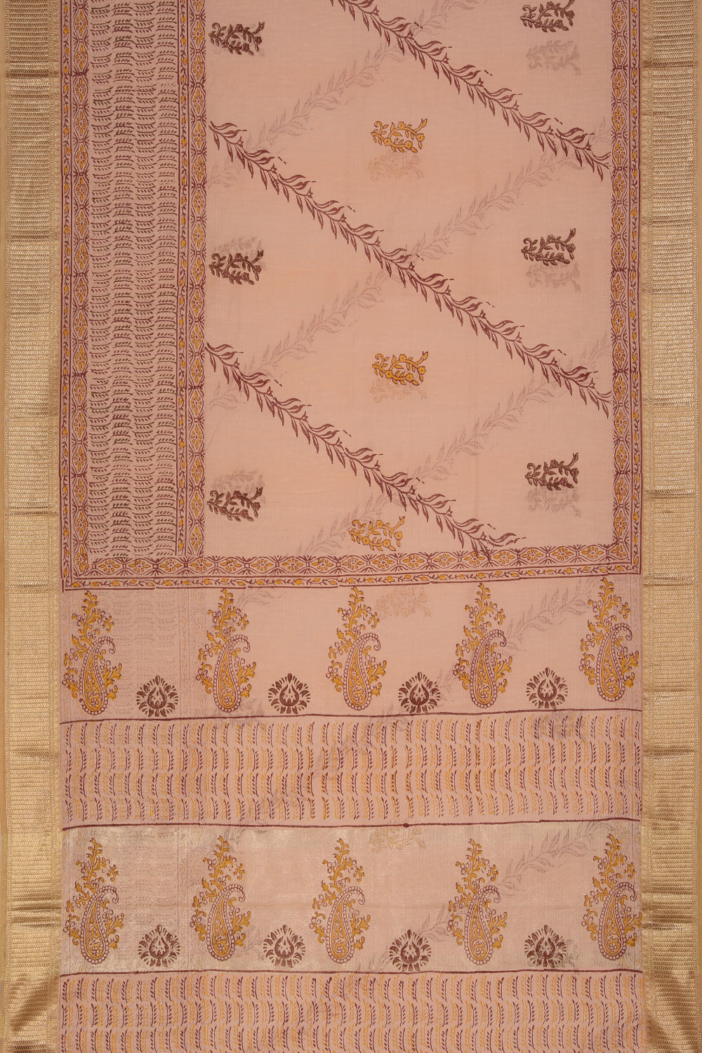 Hand block printed saree