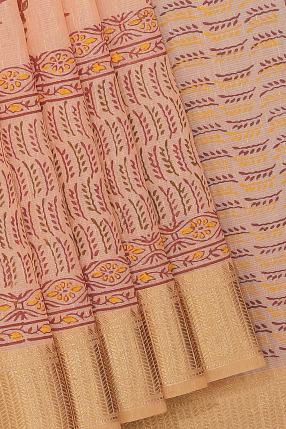 Hand block printed saree