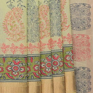 Hand block printed saree