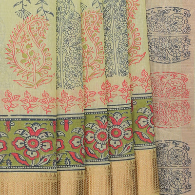 Hand block printed saree
