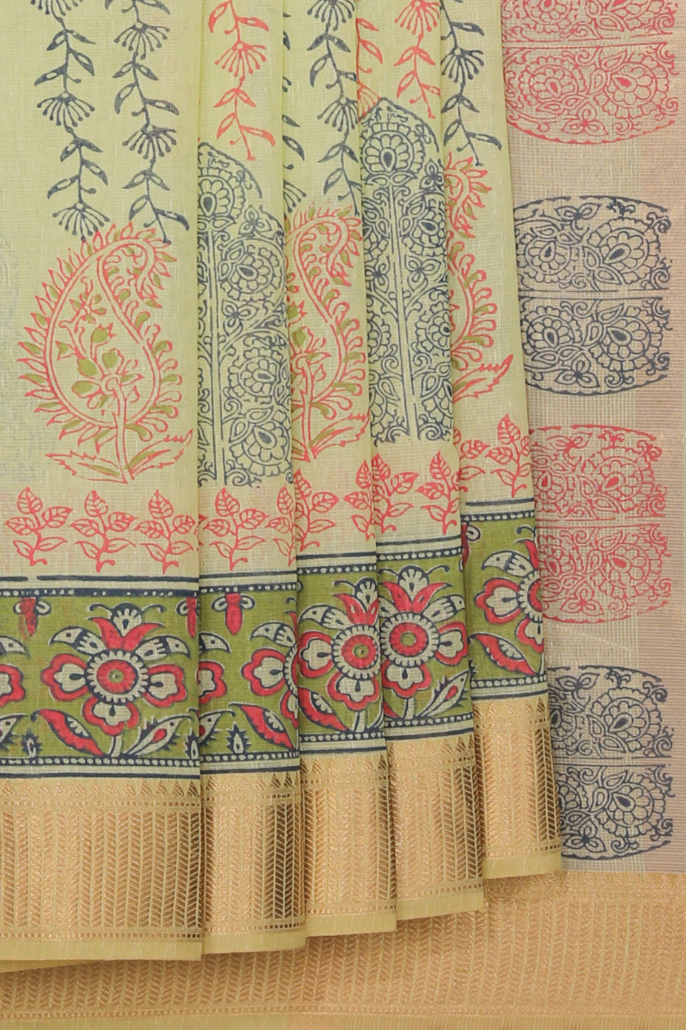 Hand block printed saree
