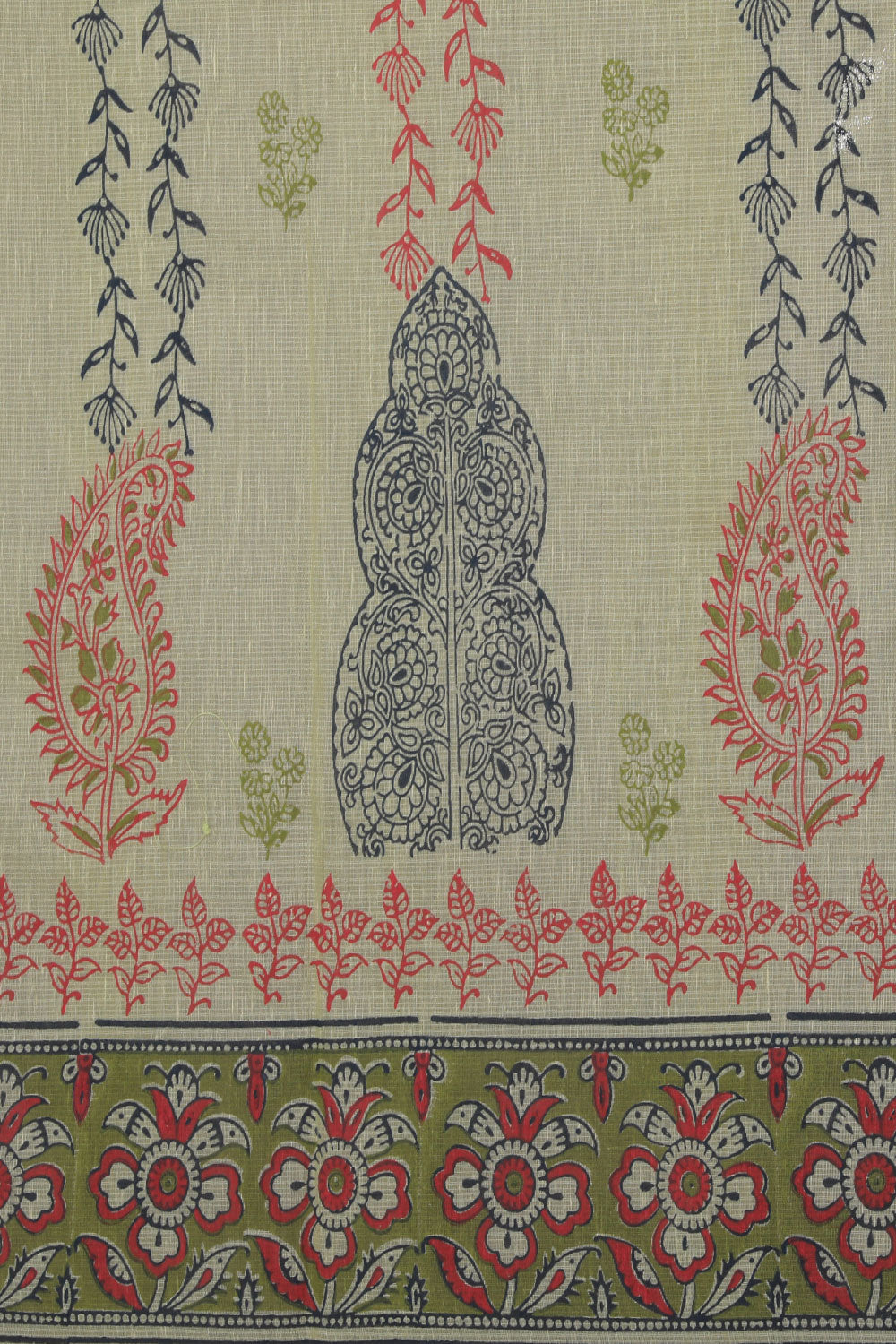 Hand block printed saree