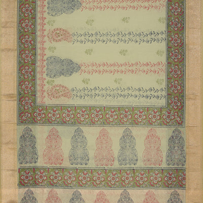 Hand block printed saree