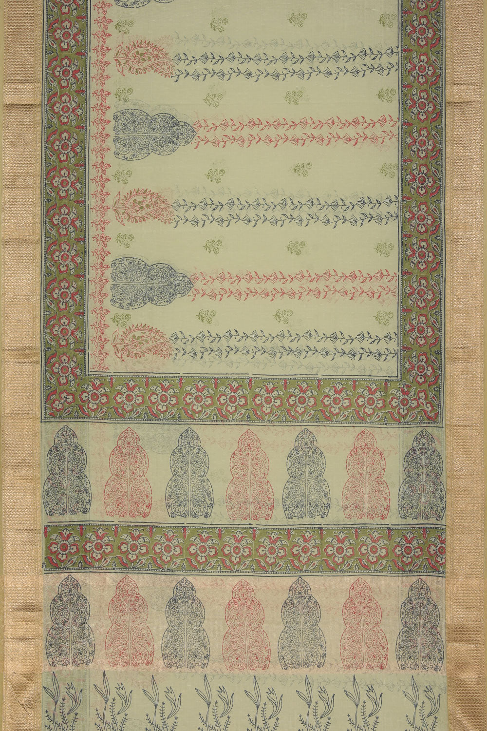 Hand block printed saree
