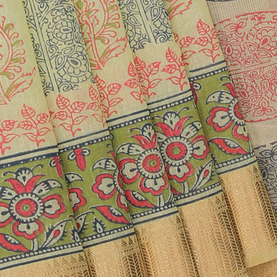 Hand block printed saree