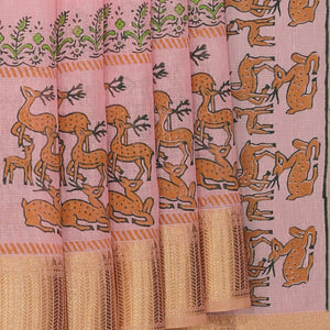 Hand block printed saree