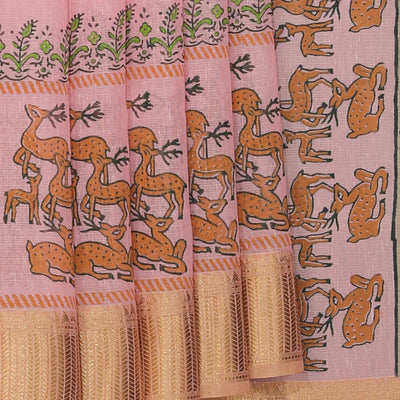 Hand block printed saree