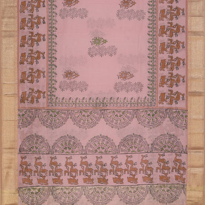 Hand block printed saree