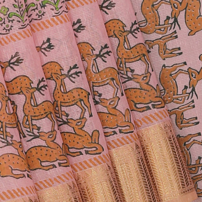 Hand block printed saree