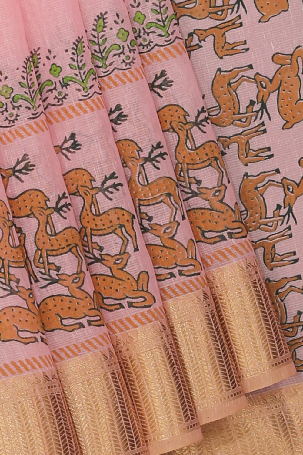 Hand block printed saree