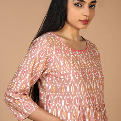 Hand embroidered cotton Pochampally Ikat dress