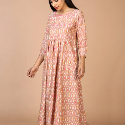 Hand embroidered cotton Pochampally Ikat dress