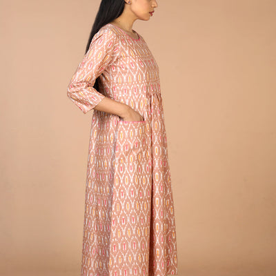 Hand embroidered cotton Pochampally Ikat dress