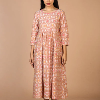 Hand embroidered cotton Pochampally Ikat dress