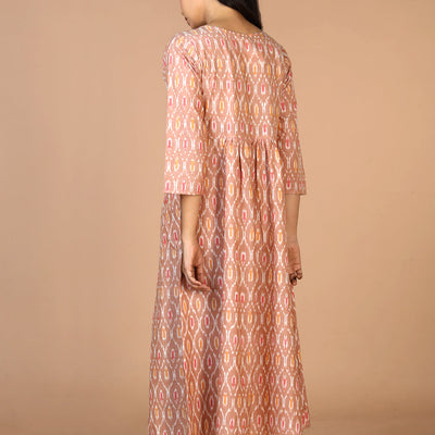 Hand embroidered cotton Pochampally Ikat dress