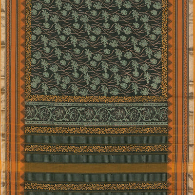 Hand block printed cotton saree