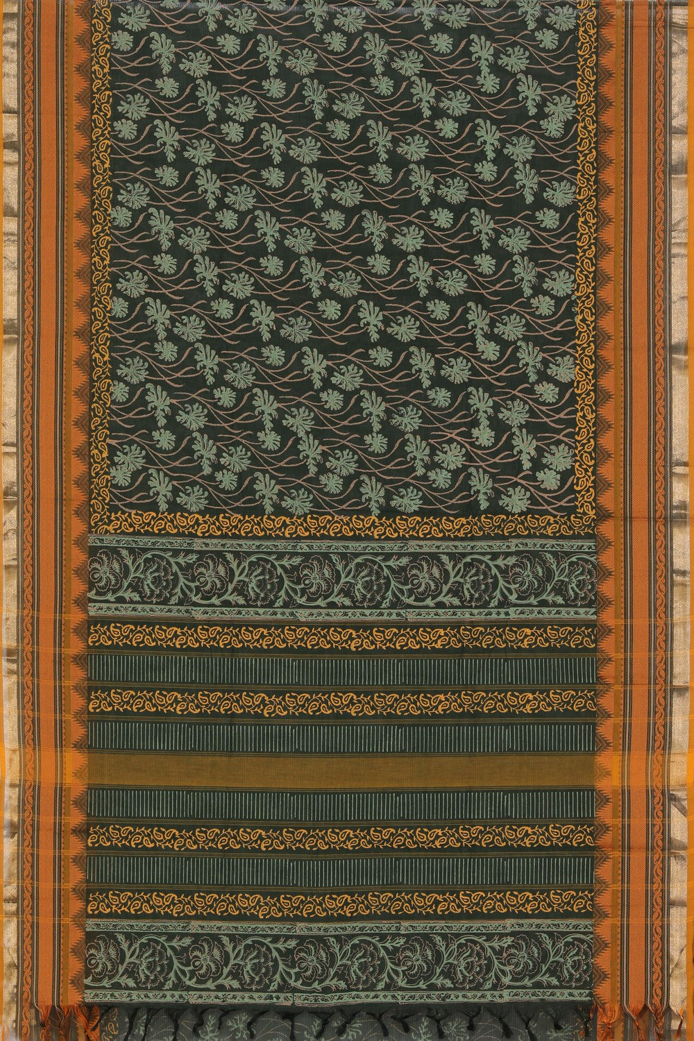 Hand block printed cotton saree